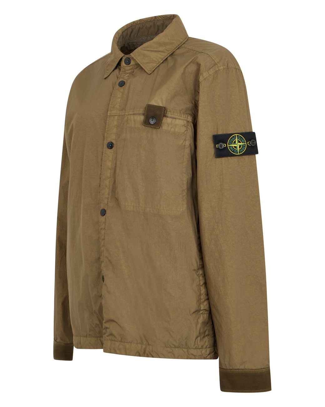 Stone Island Green Raincoat With Buttons for men