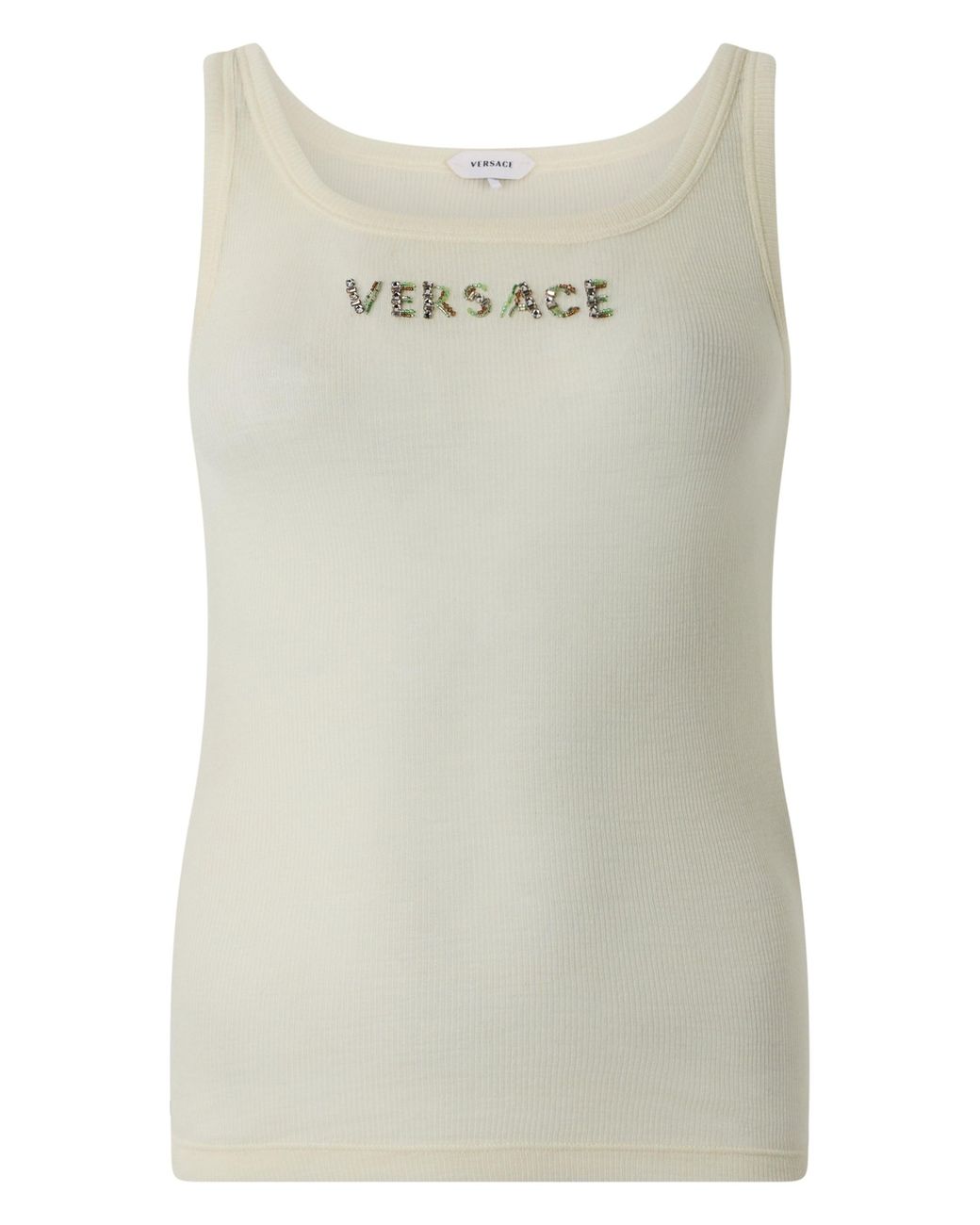 Versace Gray Top With Sequined Writing