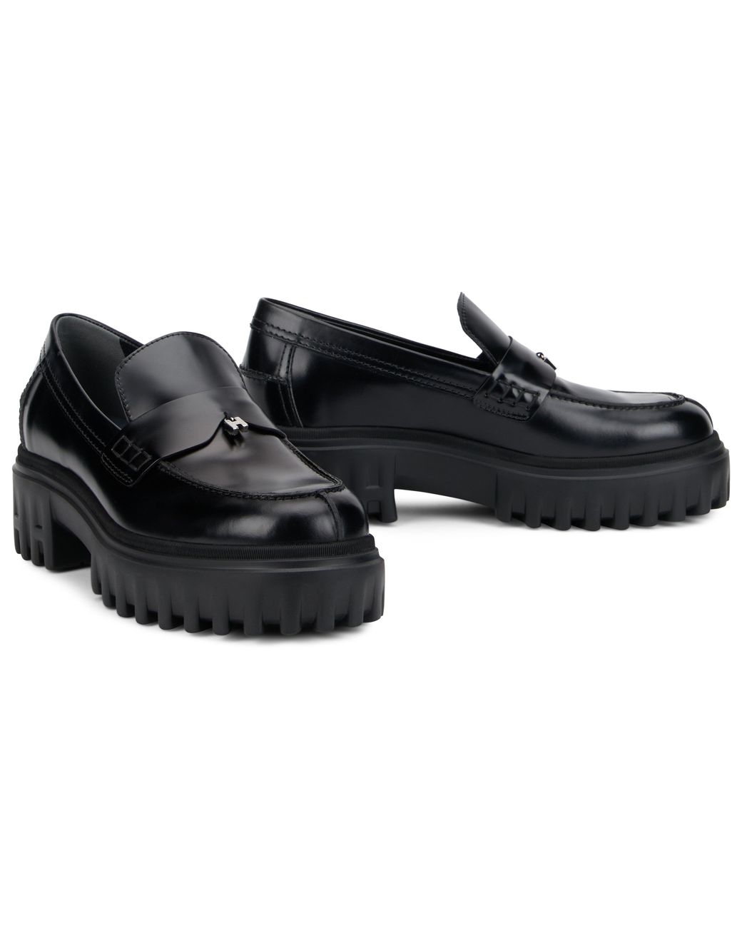 Hogan Black Leather Slip-On Shoes Calfskin Loafers