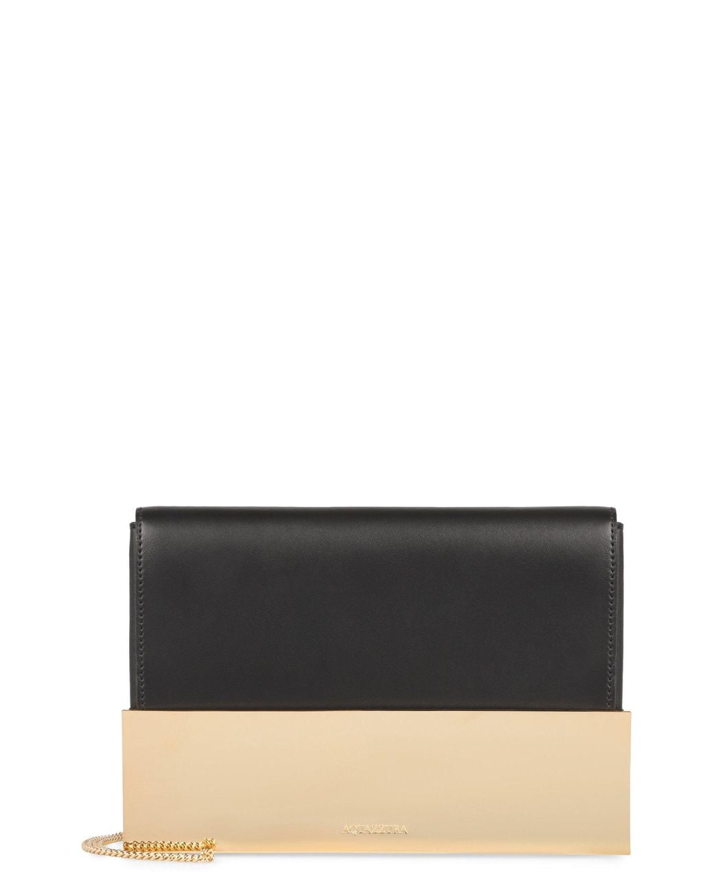 Aquazzura Black Calf Leather Muse Flap Clutch