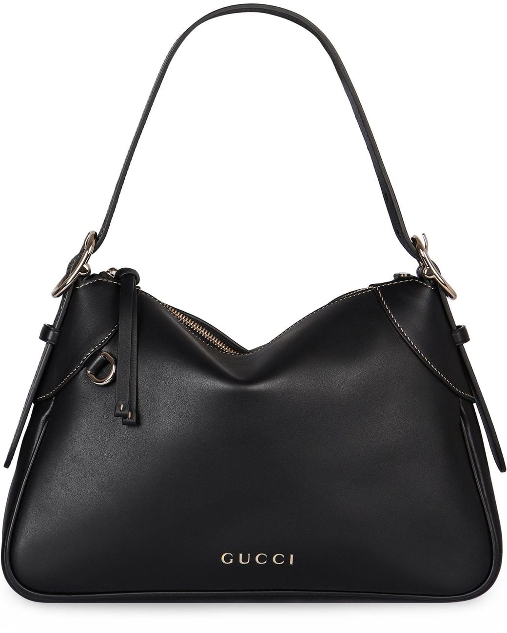 Gucci Black Gg Emblem Leather Shoulder Bag
