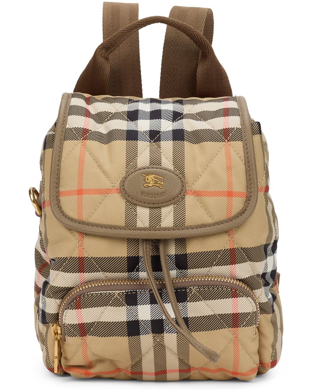 Burberry Brown Backpack With Checkered Pattern