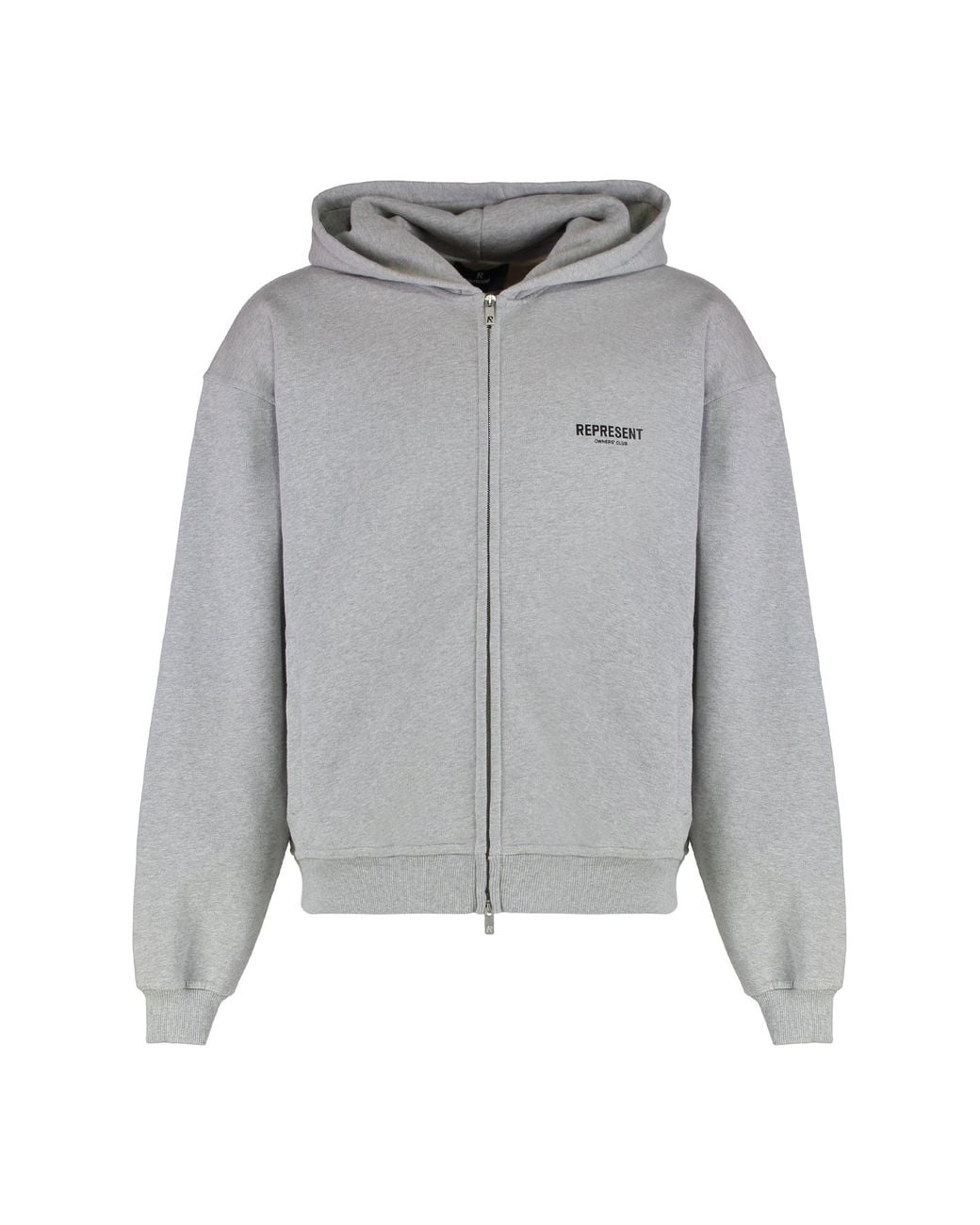 Represent Gray Cotton Full-Zip Hoodie for men