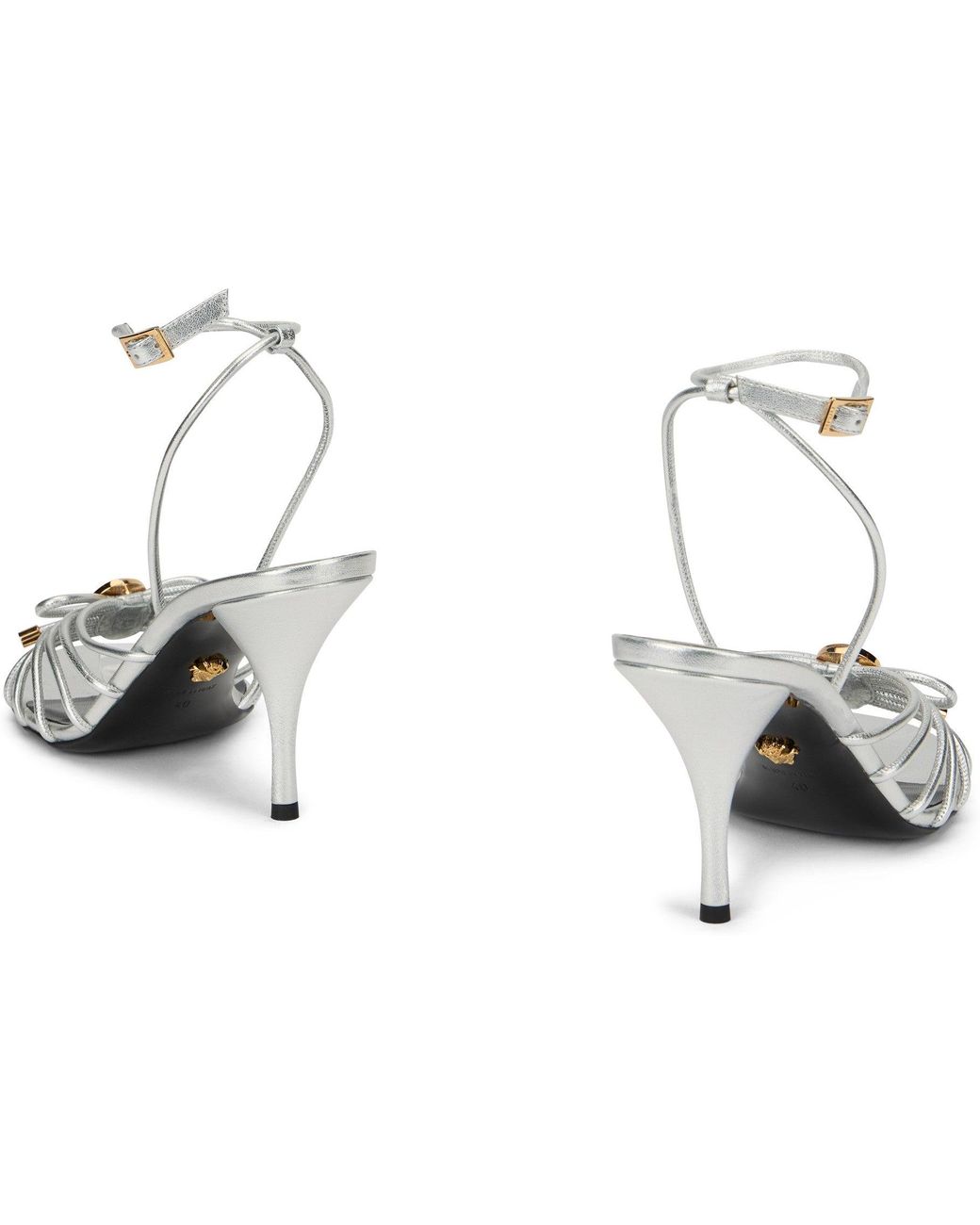 Versace White Opera Bow Metallic Sandals