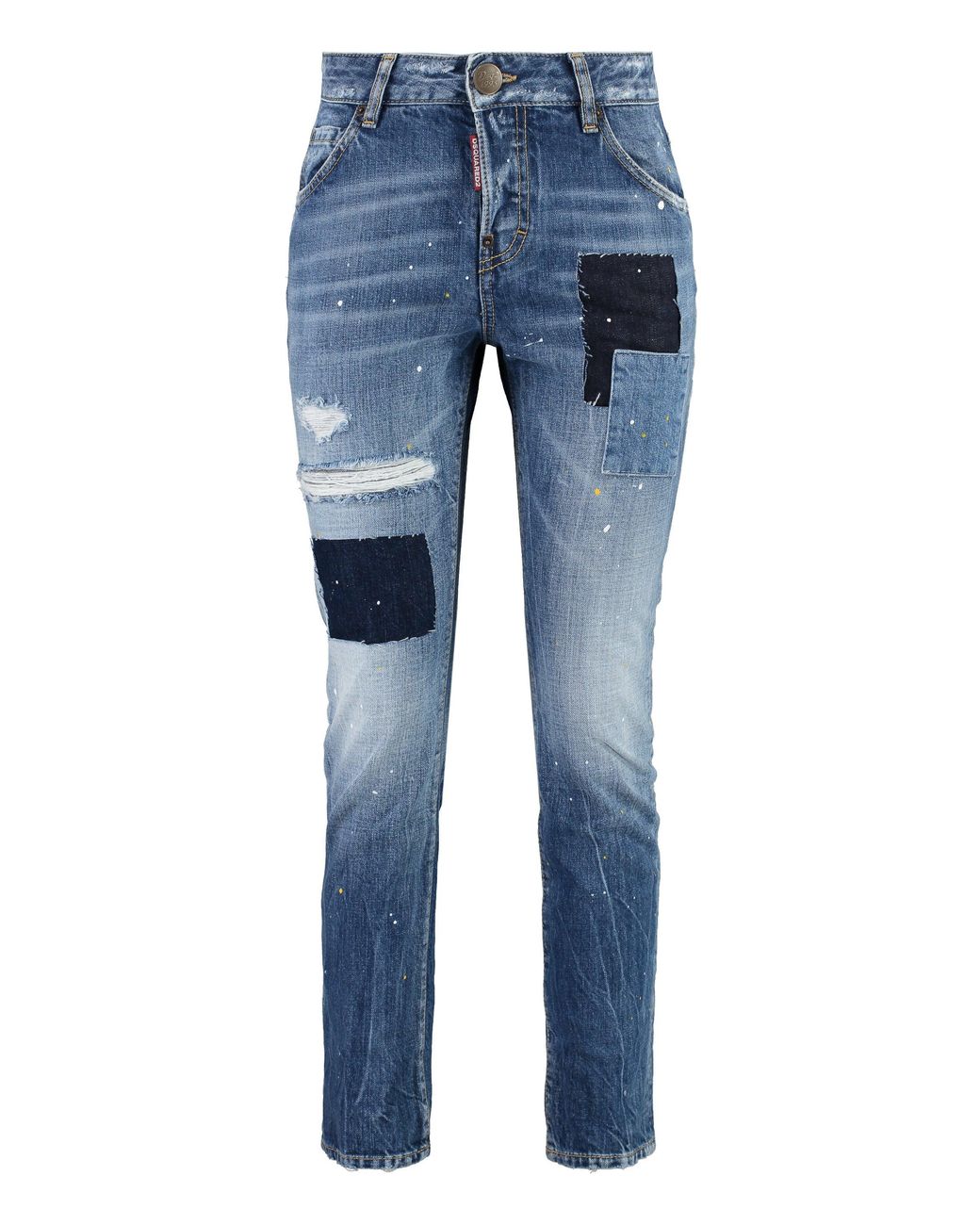 DSquared² Blue Cropped Distressed Denim Jeans For