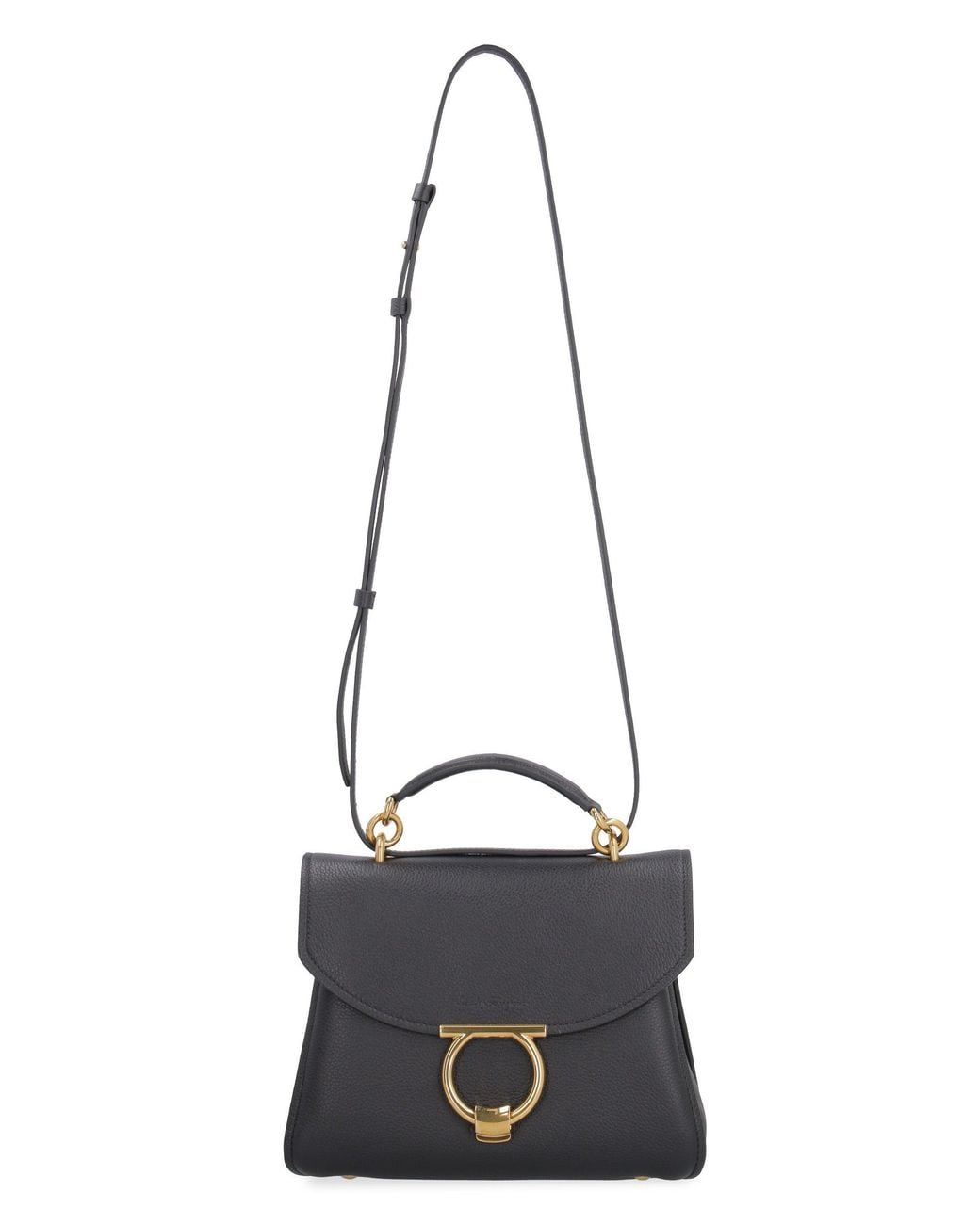 Ferragamo Blue Gancini Pebbled Leather Handbag