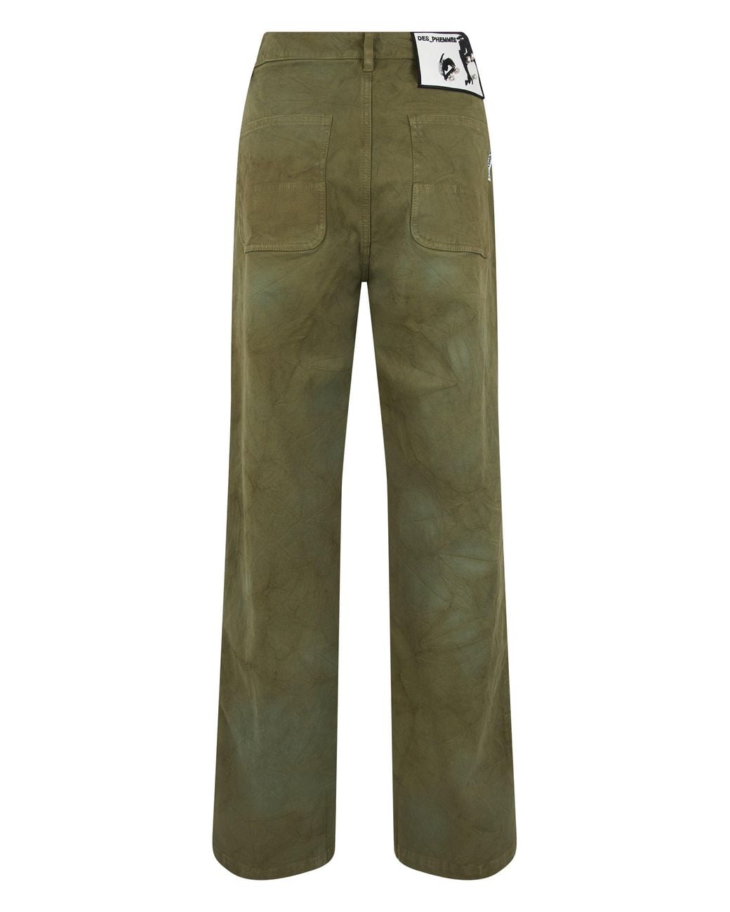 Des Phemmes Green Wide Leg Pants With Decorative Crystals
