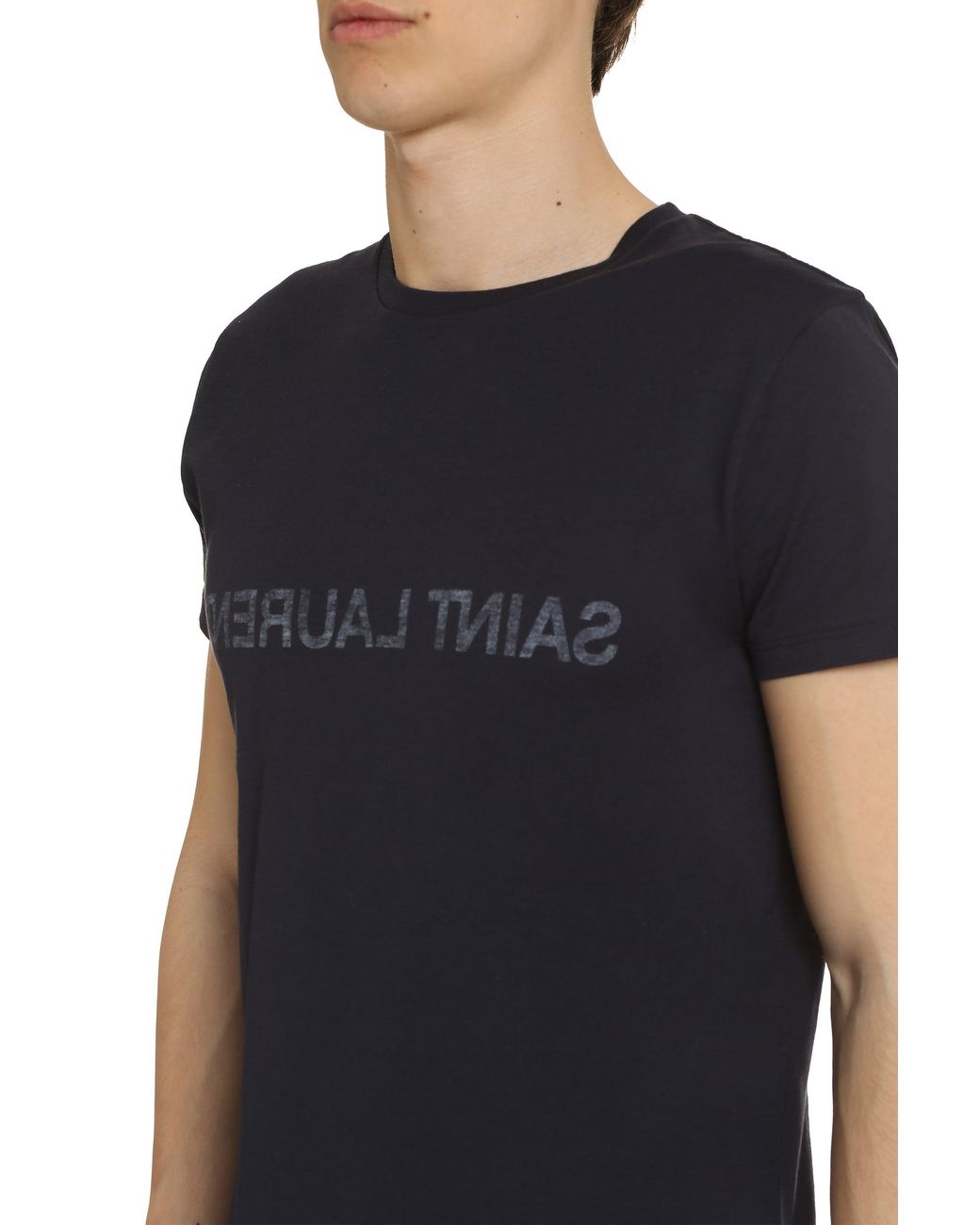 Saint Laurent Black Logo Cotton T-Shirt T-Shirts for men