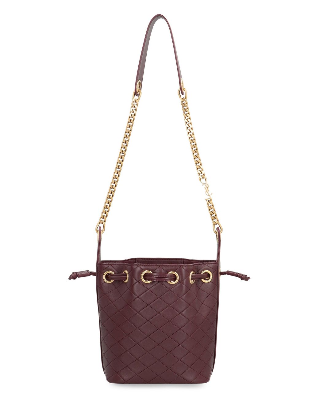 Saint Laurent White Cassandre Leather Bucket Bag