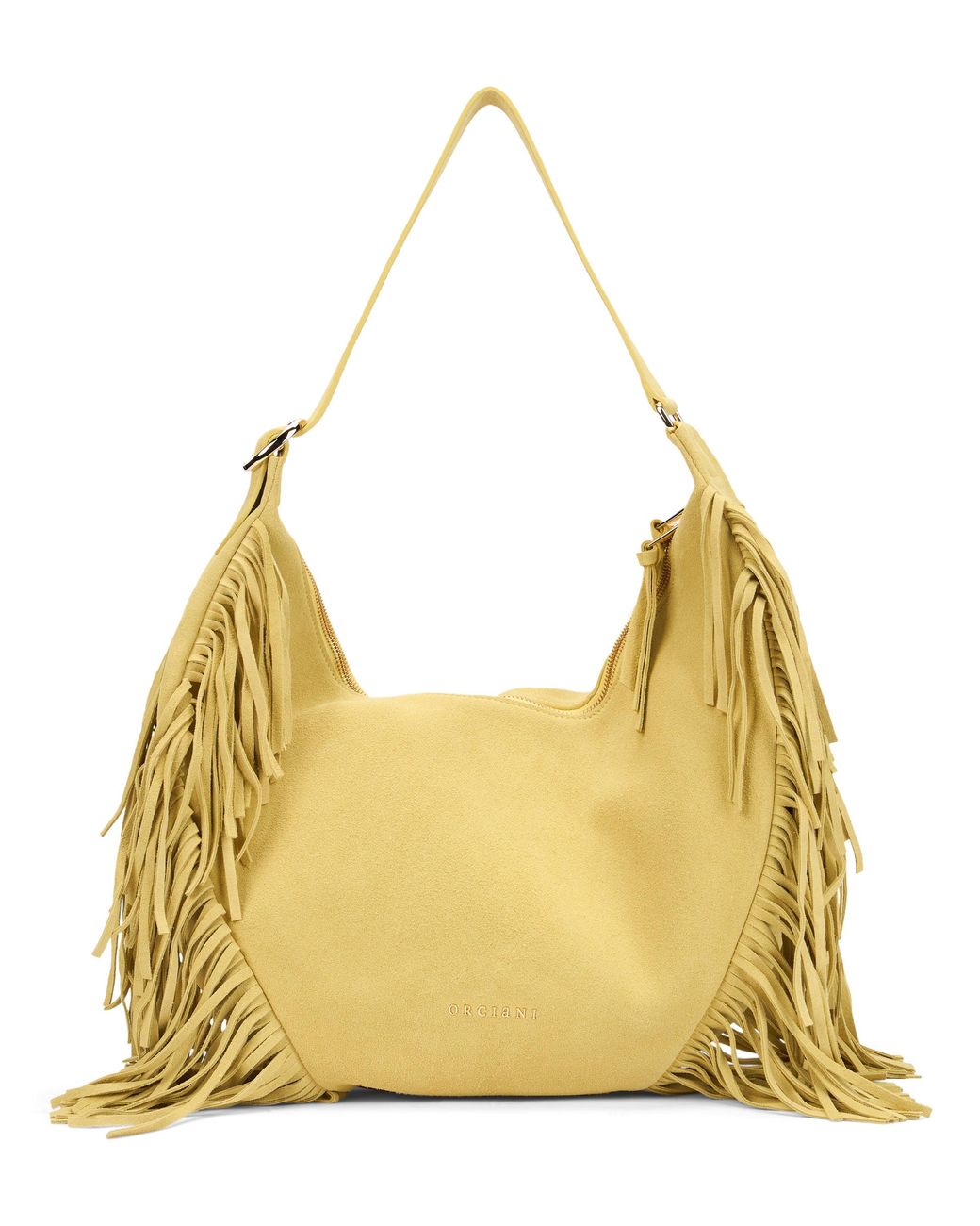 Orciani Metallic Isla Suede Bag With Fringes