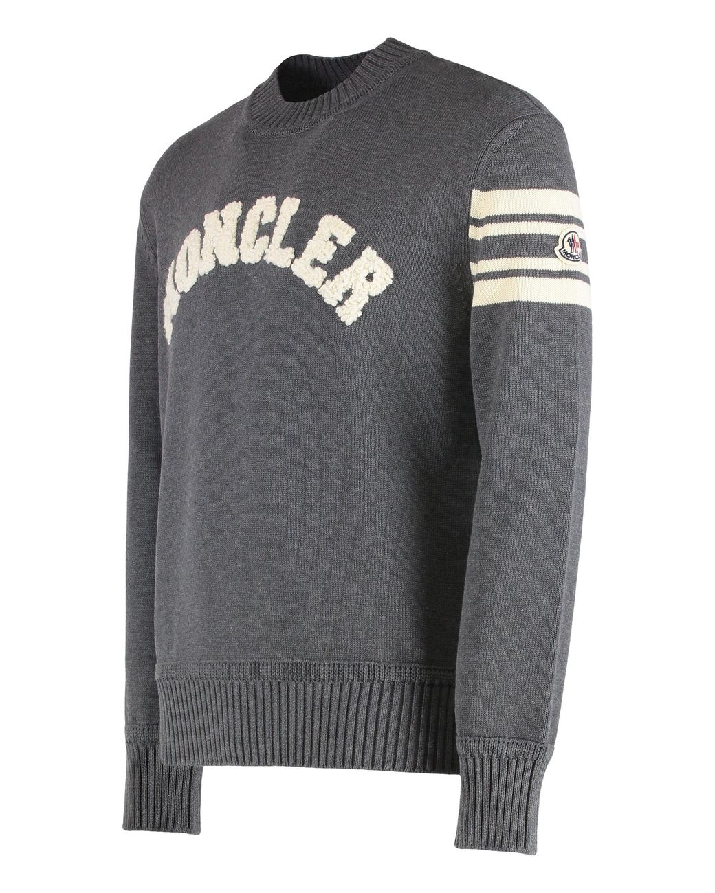 Moncler Gray Cotton Round Neck Sweater Sweatshirts for men