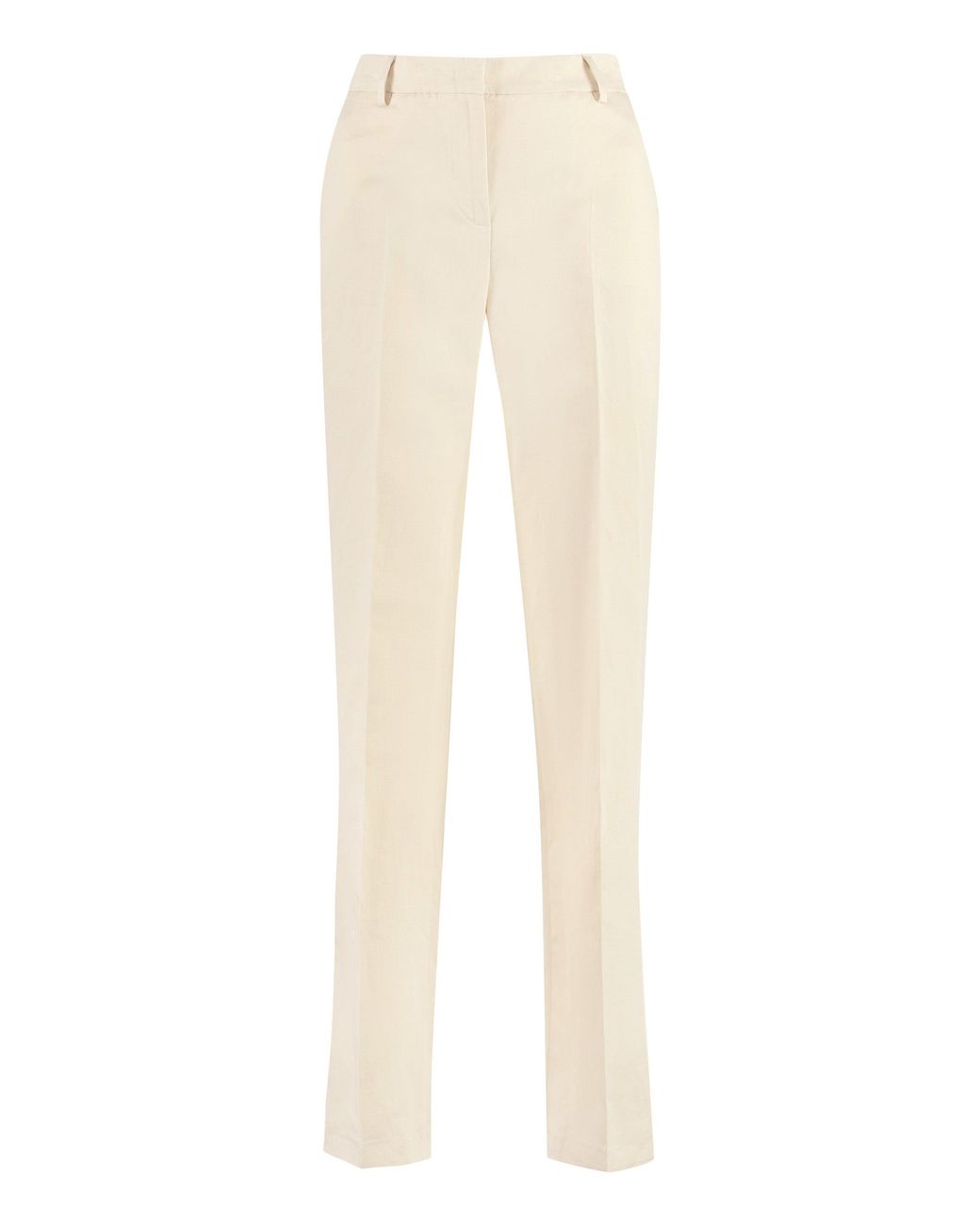 PT01 White Ambra Cotton-Linen Trousers