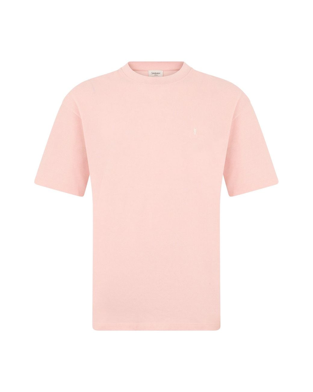 Saint Laurent Pink Cotton T-Shirt With Embroidered Logo for men