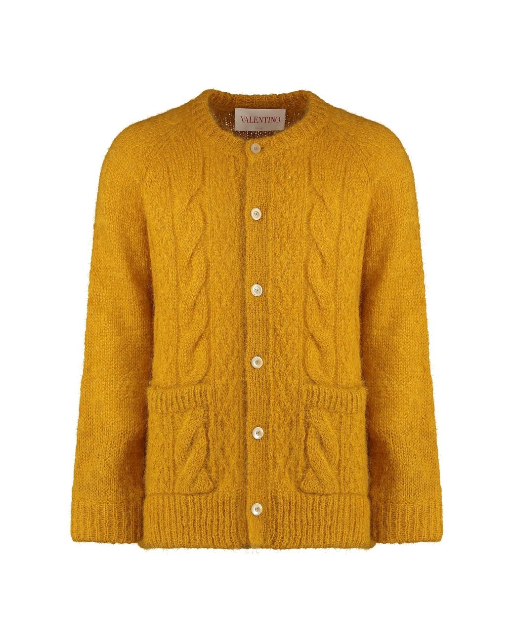 Valentino Garavani Yellow Mohair-Blend Cardigan for men