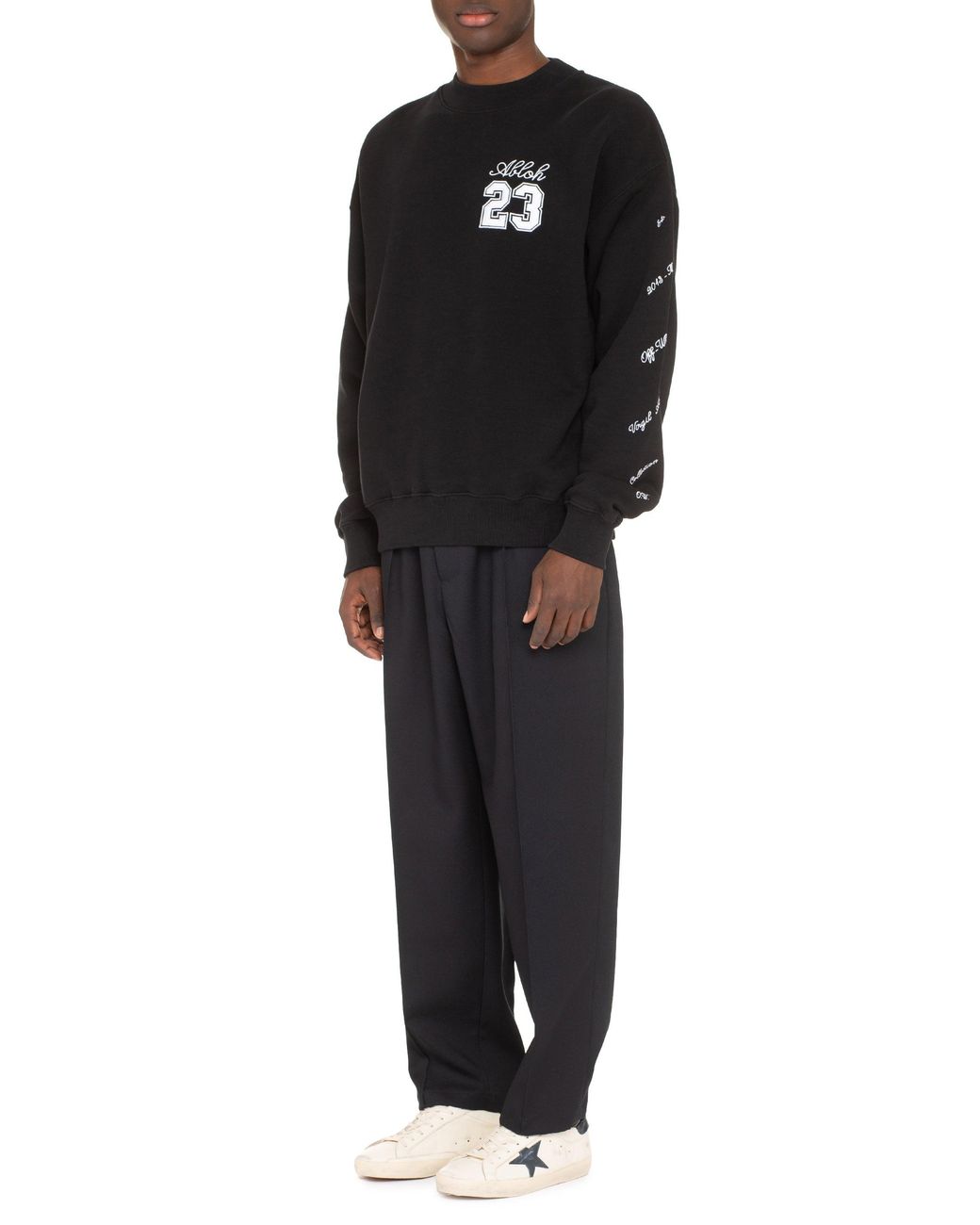 Off-White c/o Virgil Abloh Black Cotton Crew-Neck Sweatshirt General Crocodile Skin Sweatshirts for men