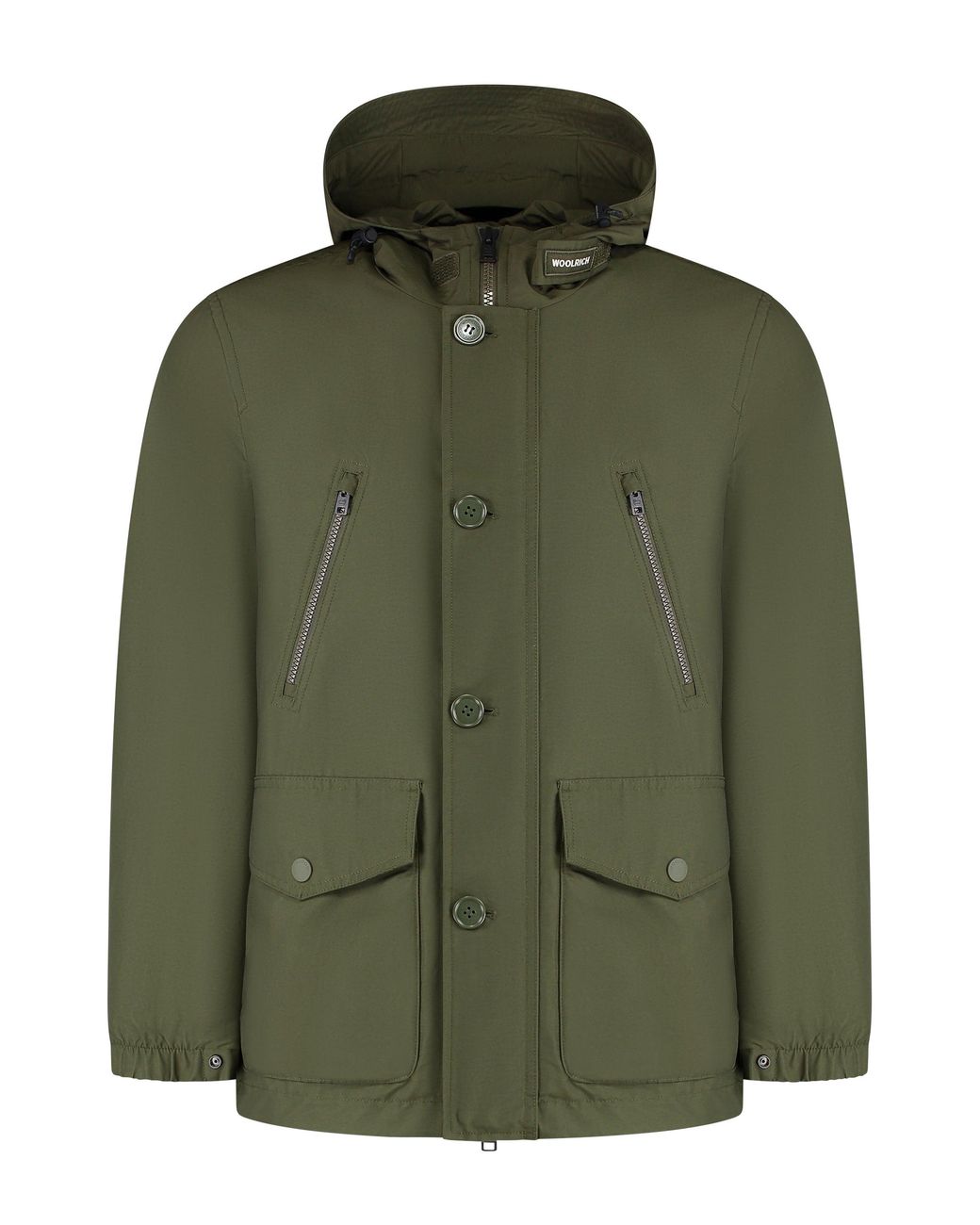 Woolrich Green Light Ramar Hooded Parka Cotton Parkas for men