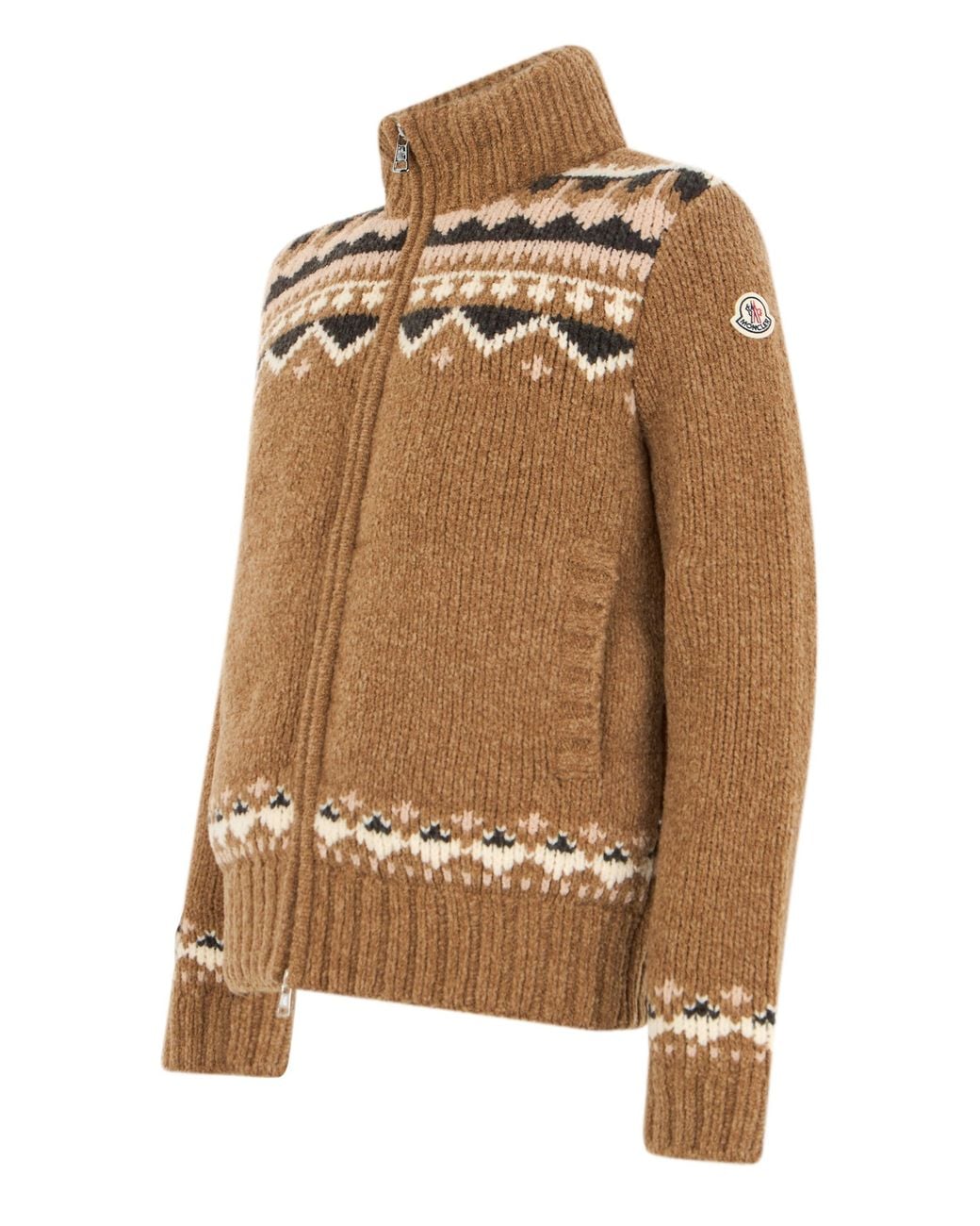 Moncler Brown Wool Sweater With Zip for men