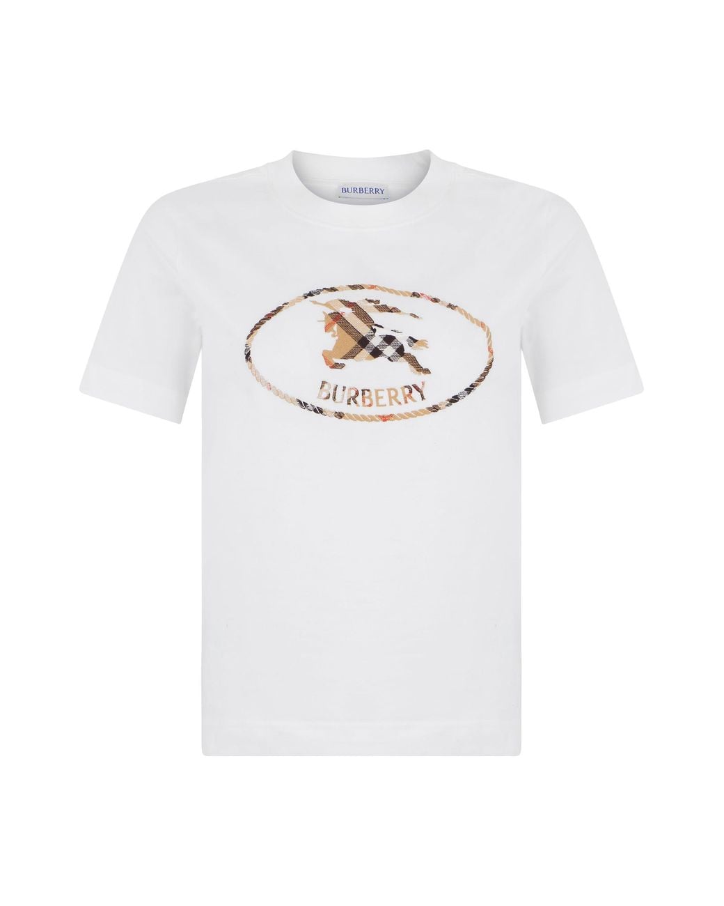 Burberry White Cotton T-Shirt With Print