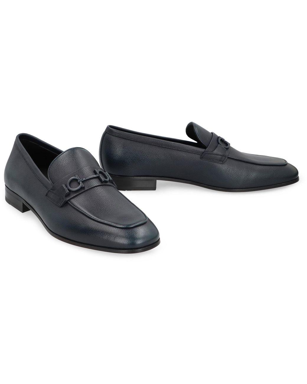Ferragamo Black Leather Loafers for men