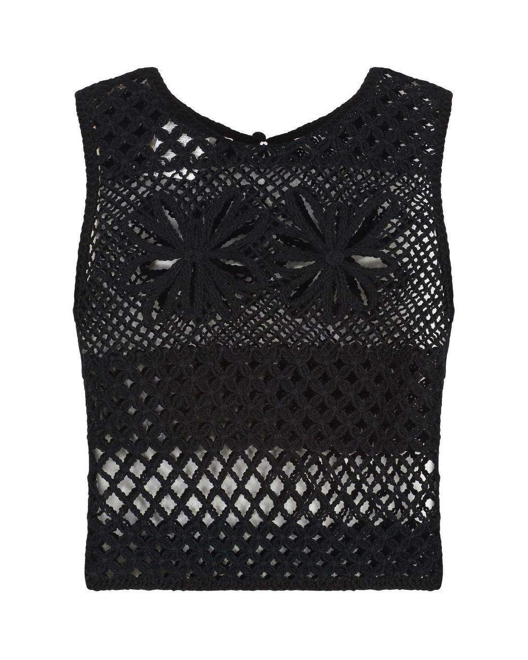 Pinko Black Gonzano Sleeveless Crochet Top, Viscose Tops