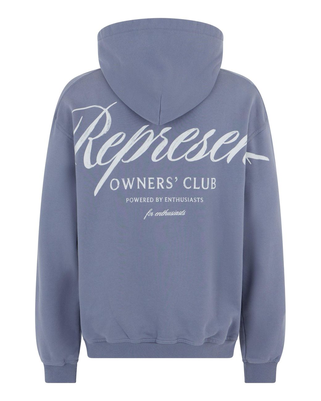 Represent Blue Hooded Sweatshirt Owners Club Script Cotton Jumpers for men