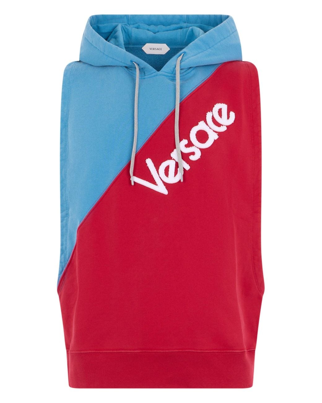 Versace Red Hooded Sleeveless Sweatshirt for men