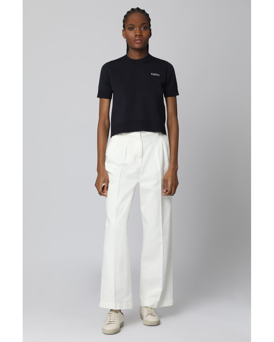 Fabiana Filippi White Trousers Viscose Acetate Straight