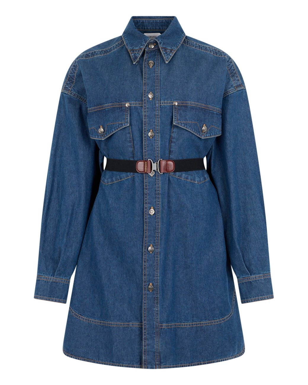 Versace Blue Dress With Buttons