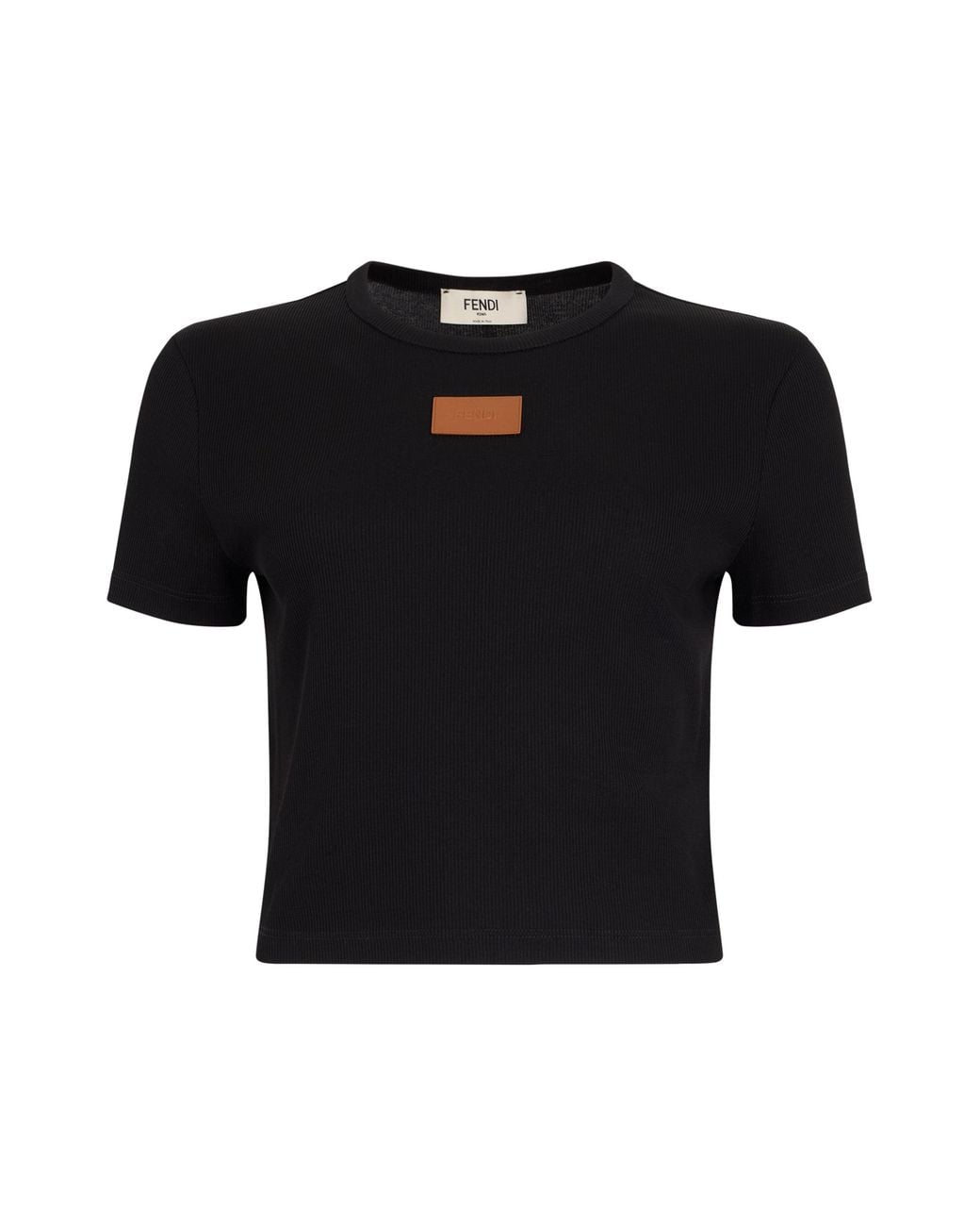 Fendi Black Cotton Ribbed T-Shirt