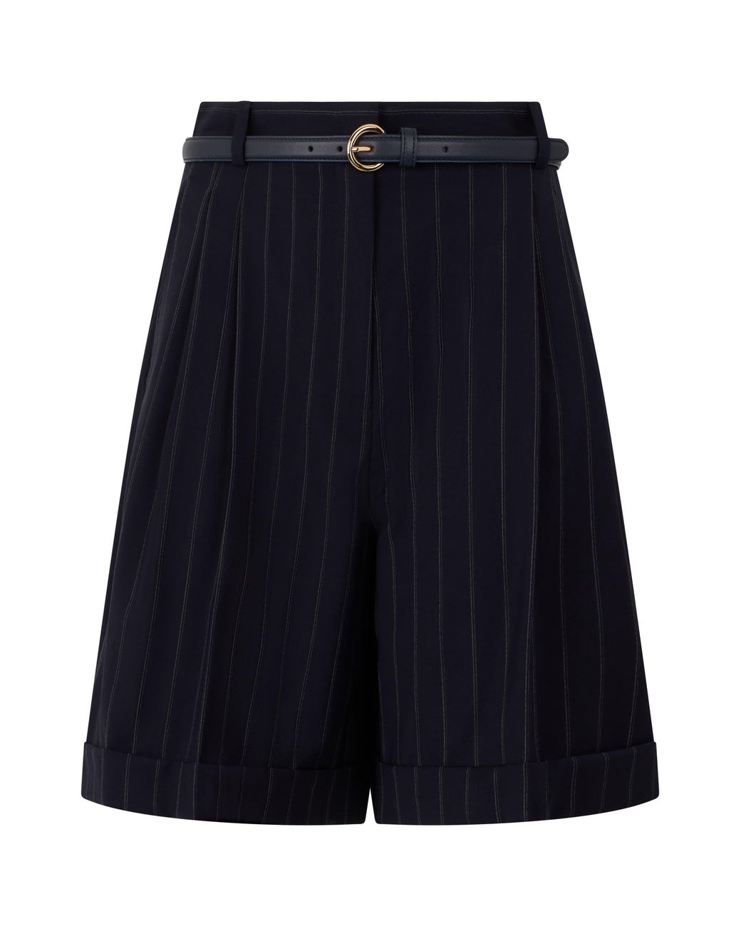 Max Mara Blue Striped Wool Bermuda