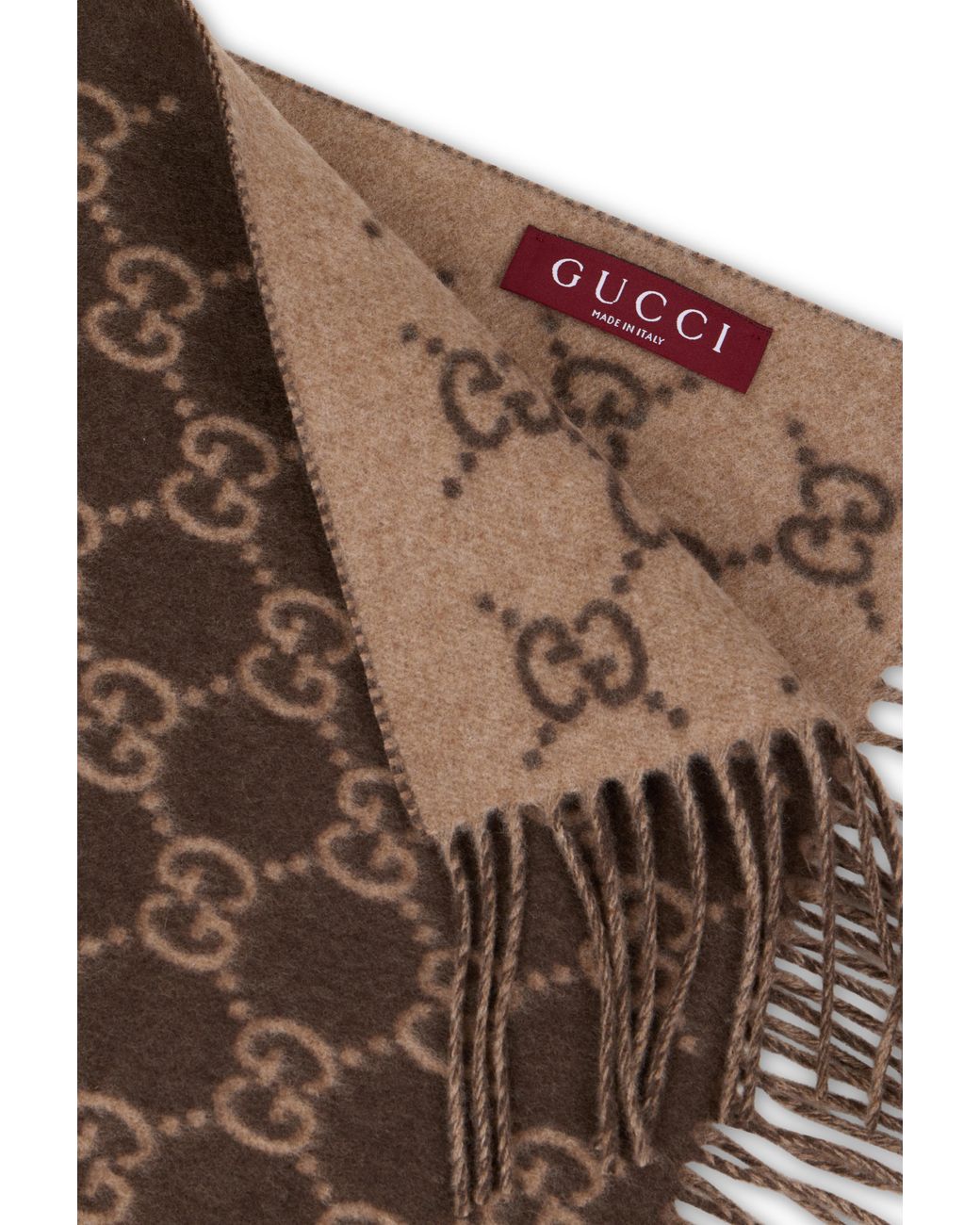 Gucci Brown Cashmere Scarf Gg for men