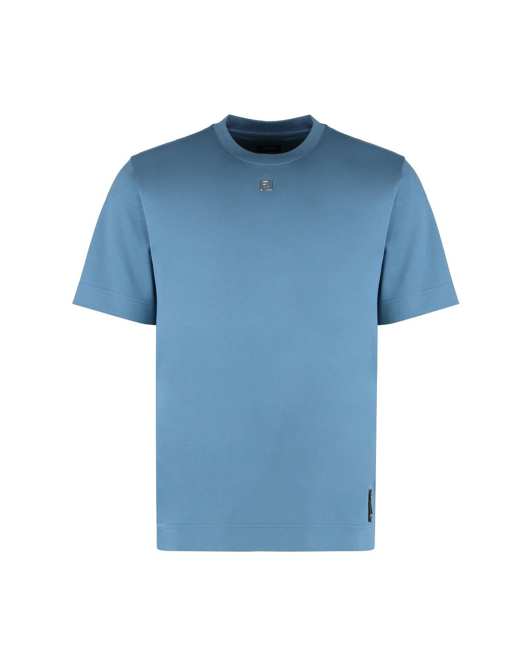 Fendi Blue Cotton Crew-Neck T-Shirt for men