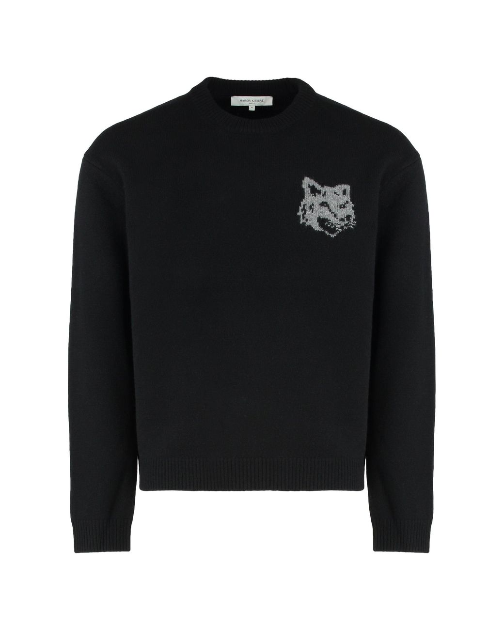 Maison Kitsuné Black Sweater With Round Neck