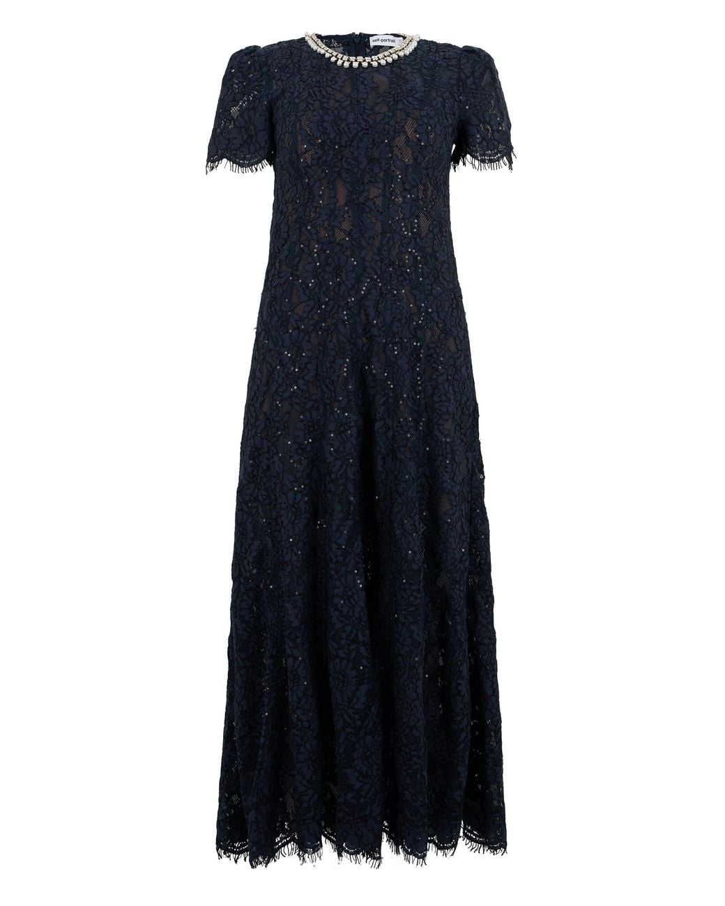 Self-Portrait Blue Long Lace Dress