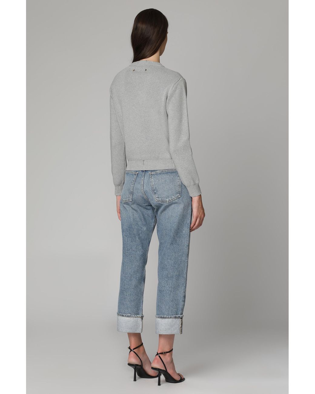Golden Goose Deluxe Brand Gray Chic Distressed Cotton Sweater