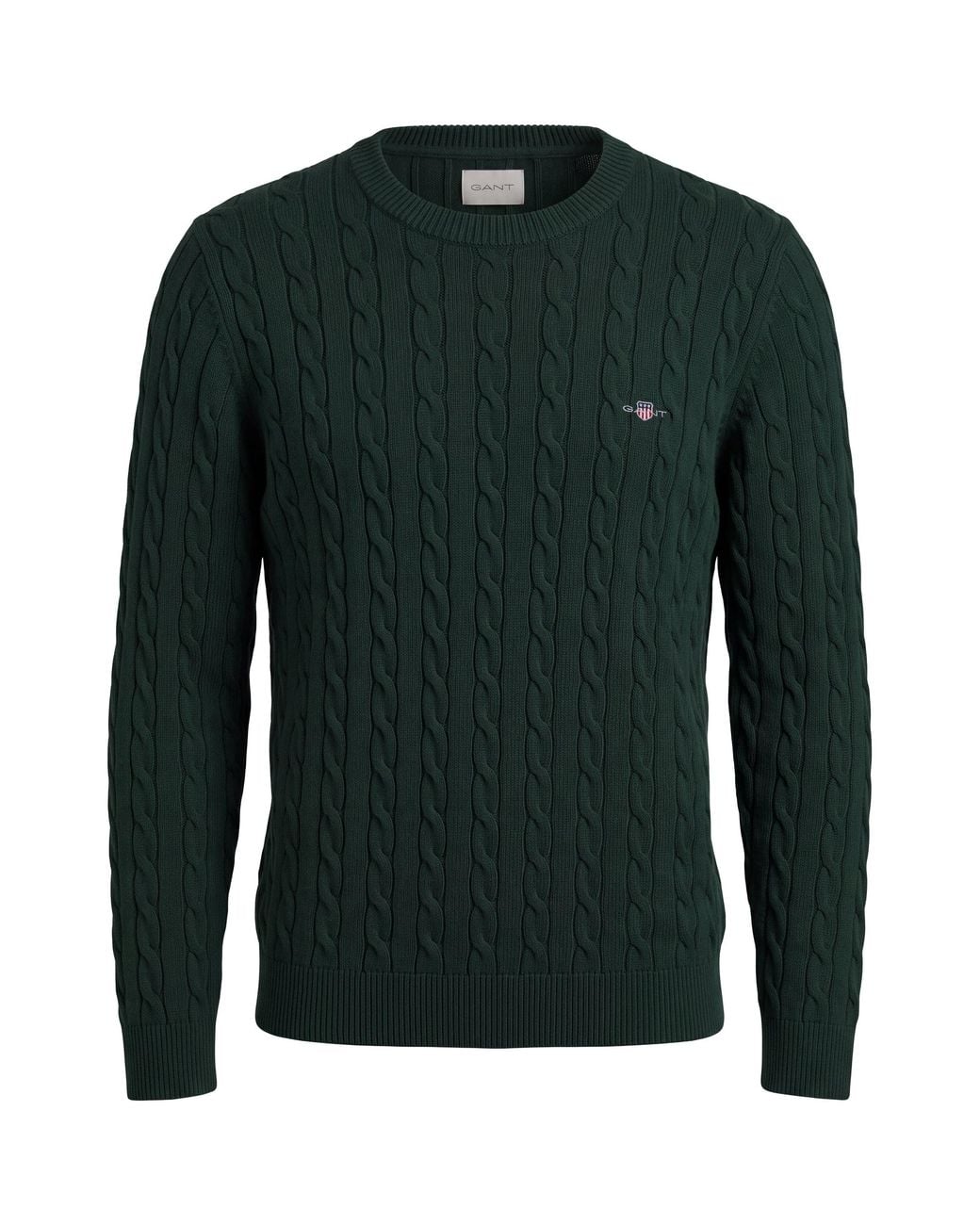Gant Green Cable Knit Sweater With Logo for men