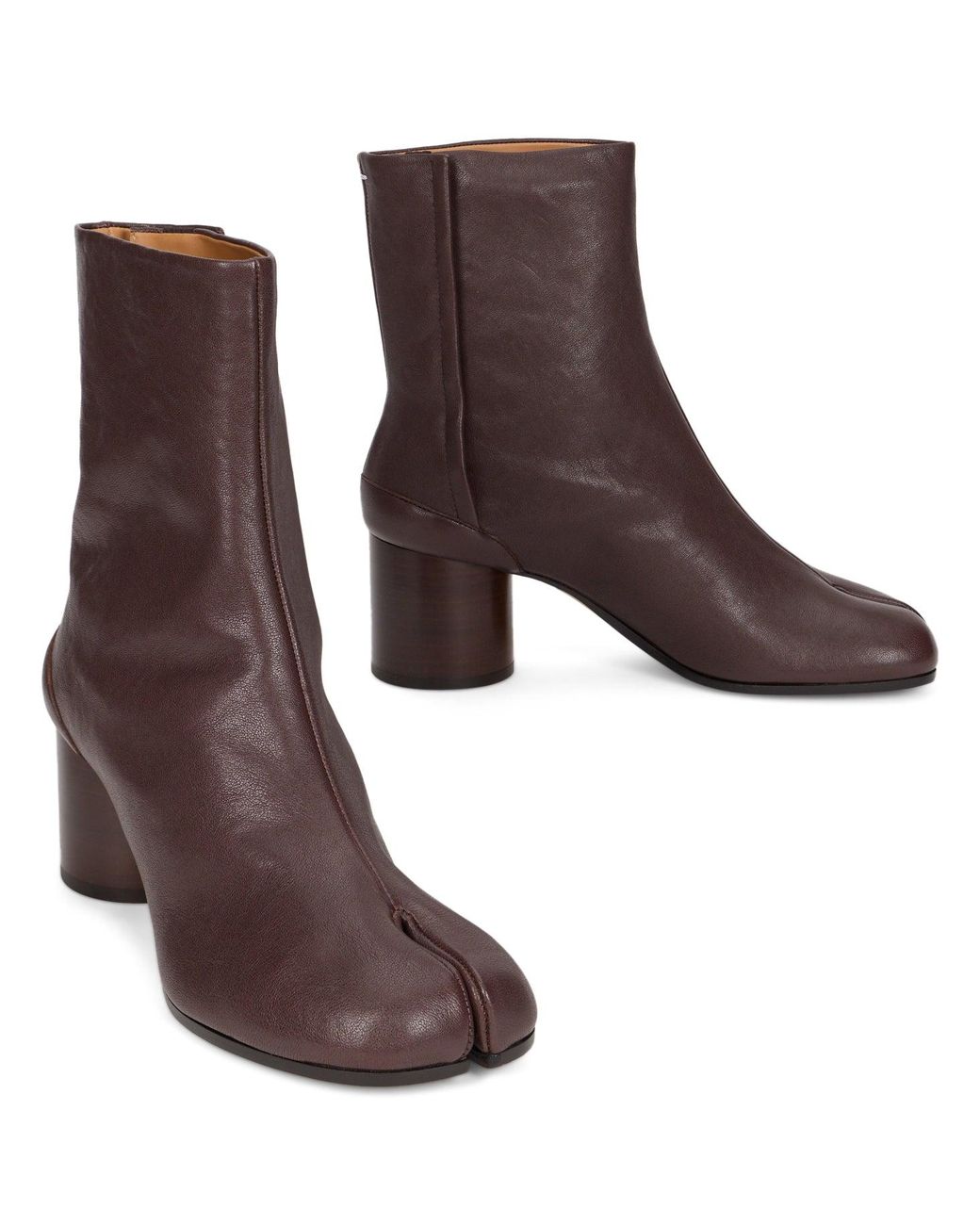 Maison Margiela Brown Tabi Leather Boots Dark Calfskin