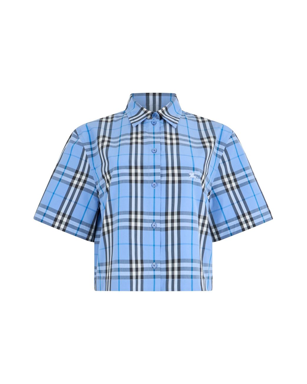 Burberry Blue Short-Sleeve Cotton Shirt