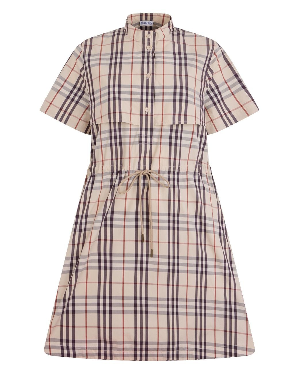 Burberry Multicolor Tartan Chemisier Dress With Drawstring