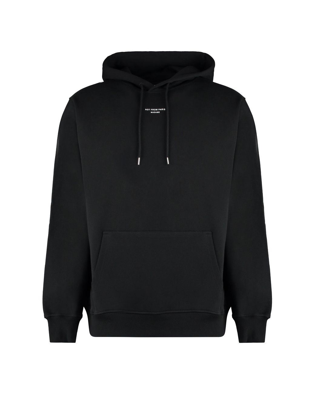 Drole de Monsieur Black Classic Pocket Hooded Sweatshirt With Slogan Detail for men