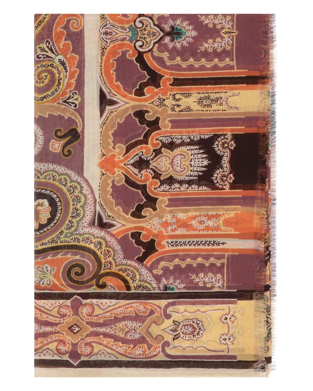 Etro Brown Printed Silk Scarf