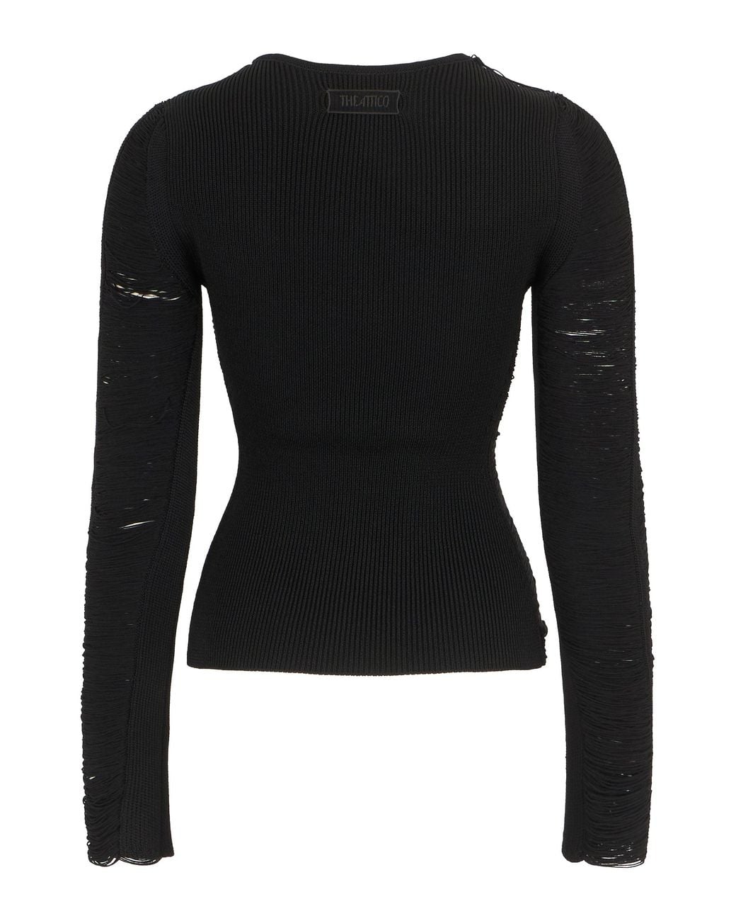 The Attico Black Long-Sleeve Top Viscose Tops