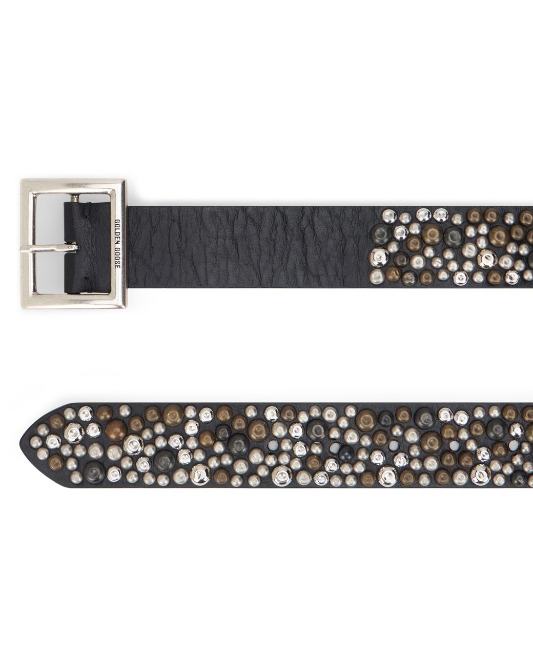 Golden Goose Deluxe Brand Gray Leather Belt With Studs