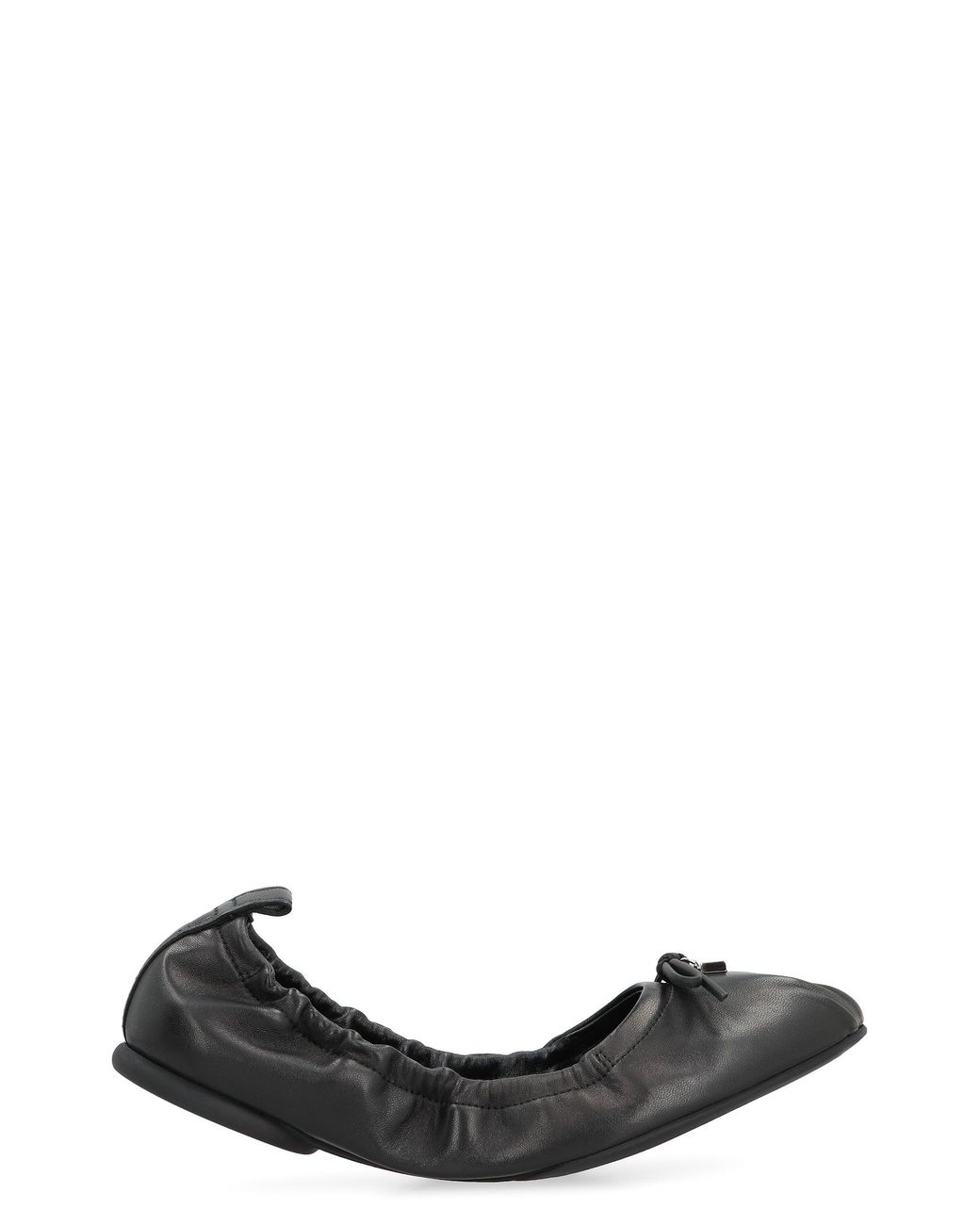 Hogan Black Leather Ballet Flats Ballerina Shoes