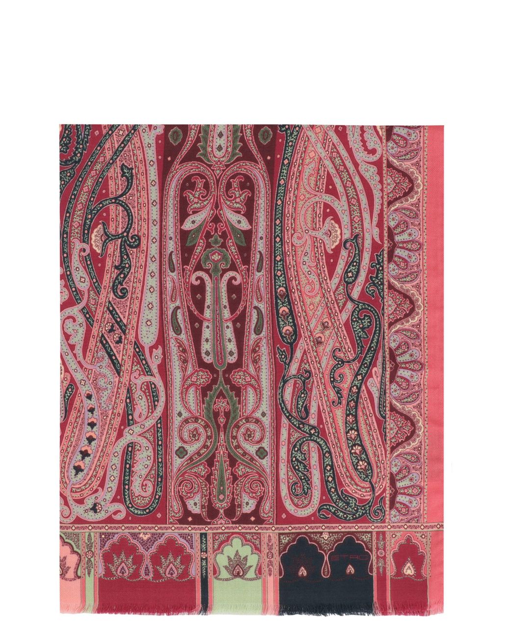 Etro Red Wool And Silk Scarf