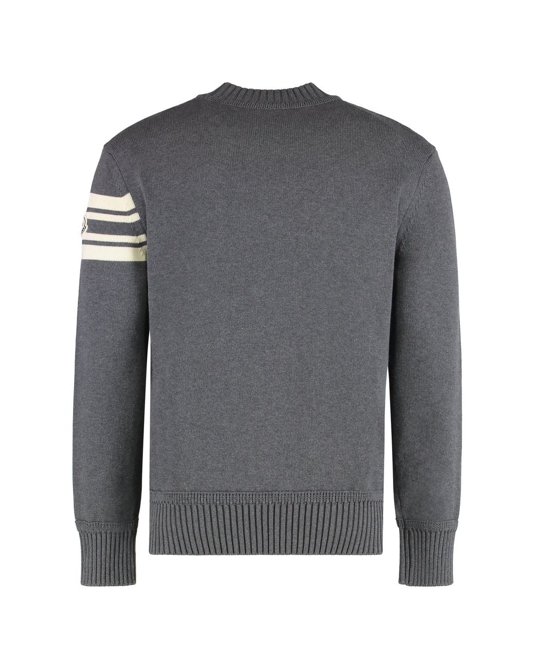 Moncler Gray Cotton Round Neck Sweater Sweatshirts for men
