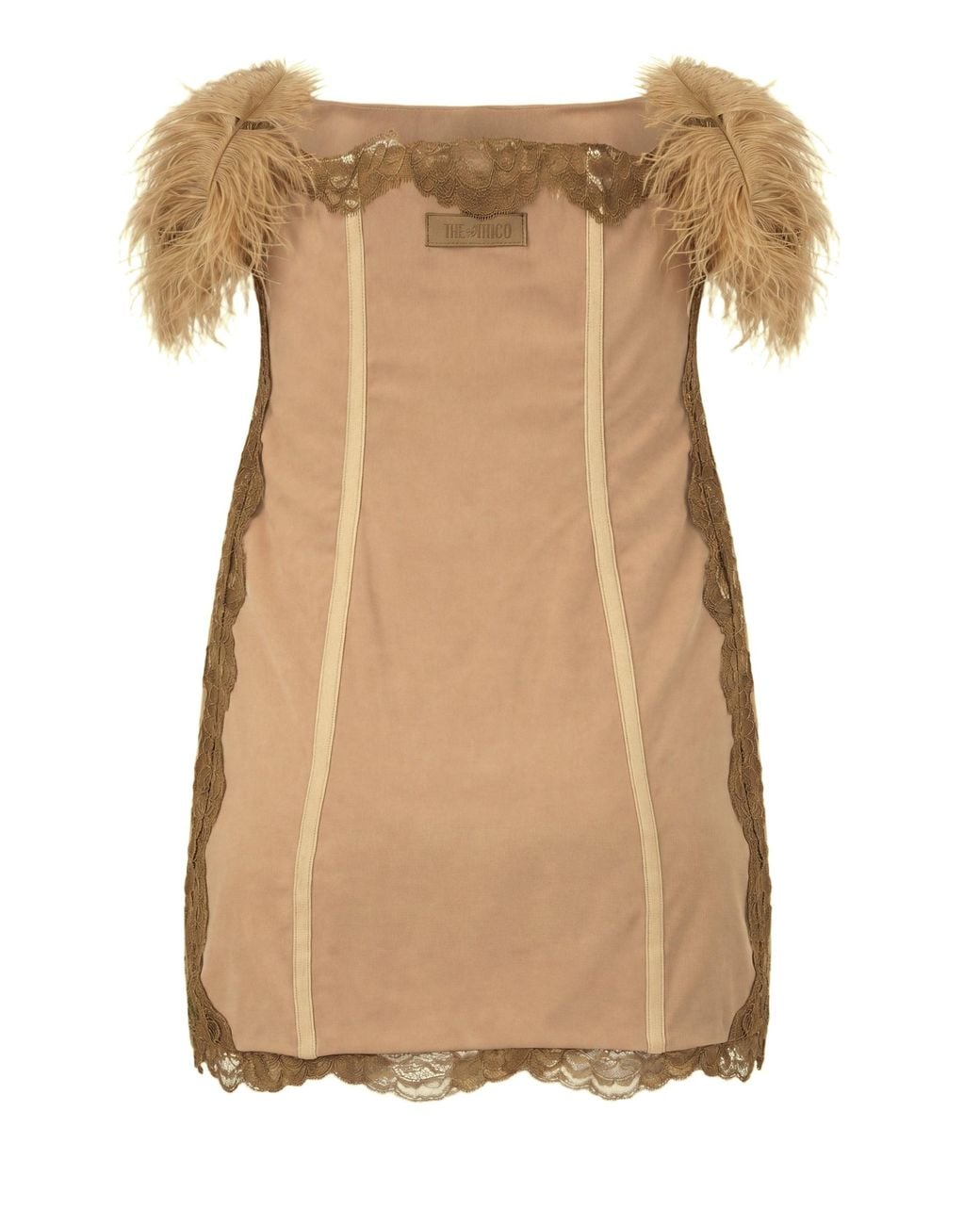 The Attico Natural Mini Dress With Feathers