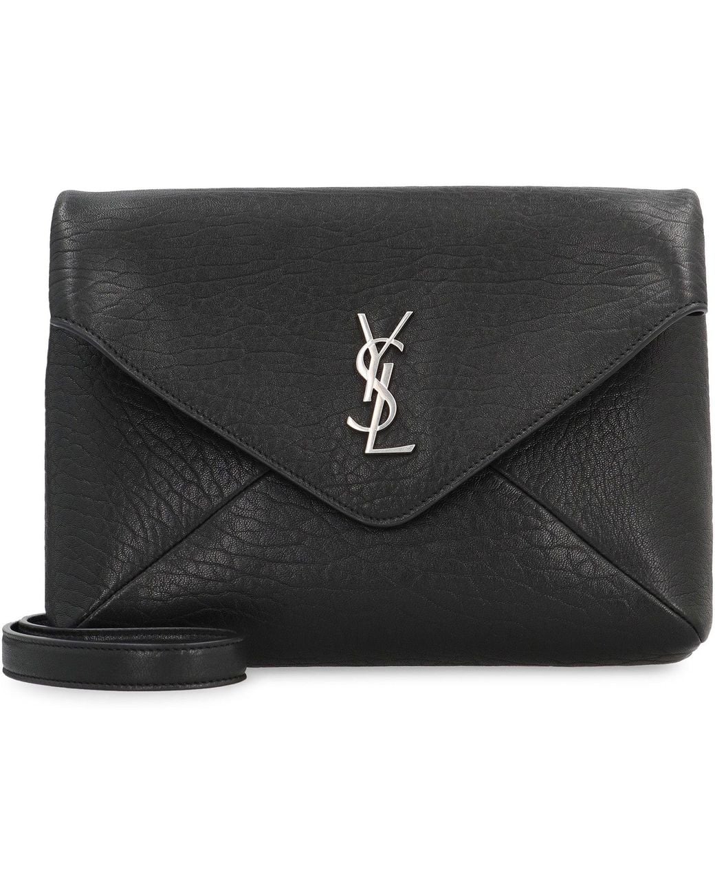Saint Laurent Black Envelope Leather Messenger Bag for men