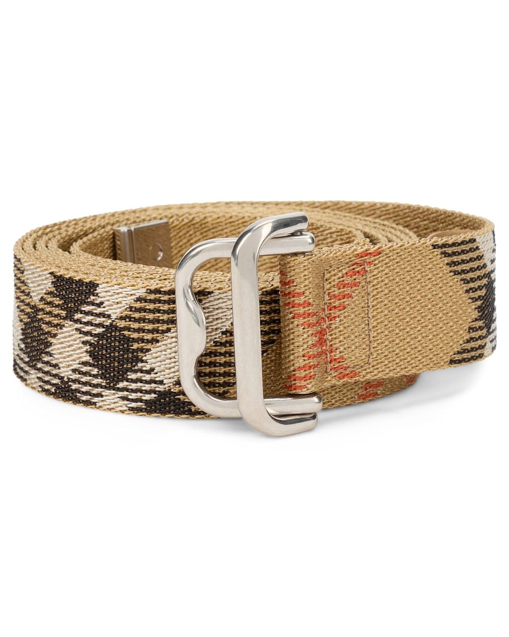 Burberry Gray Checkered Belt for men