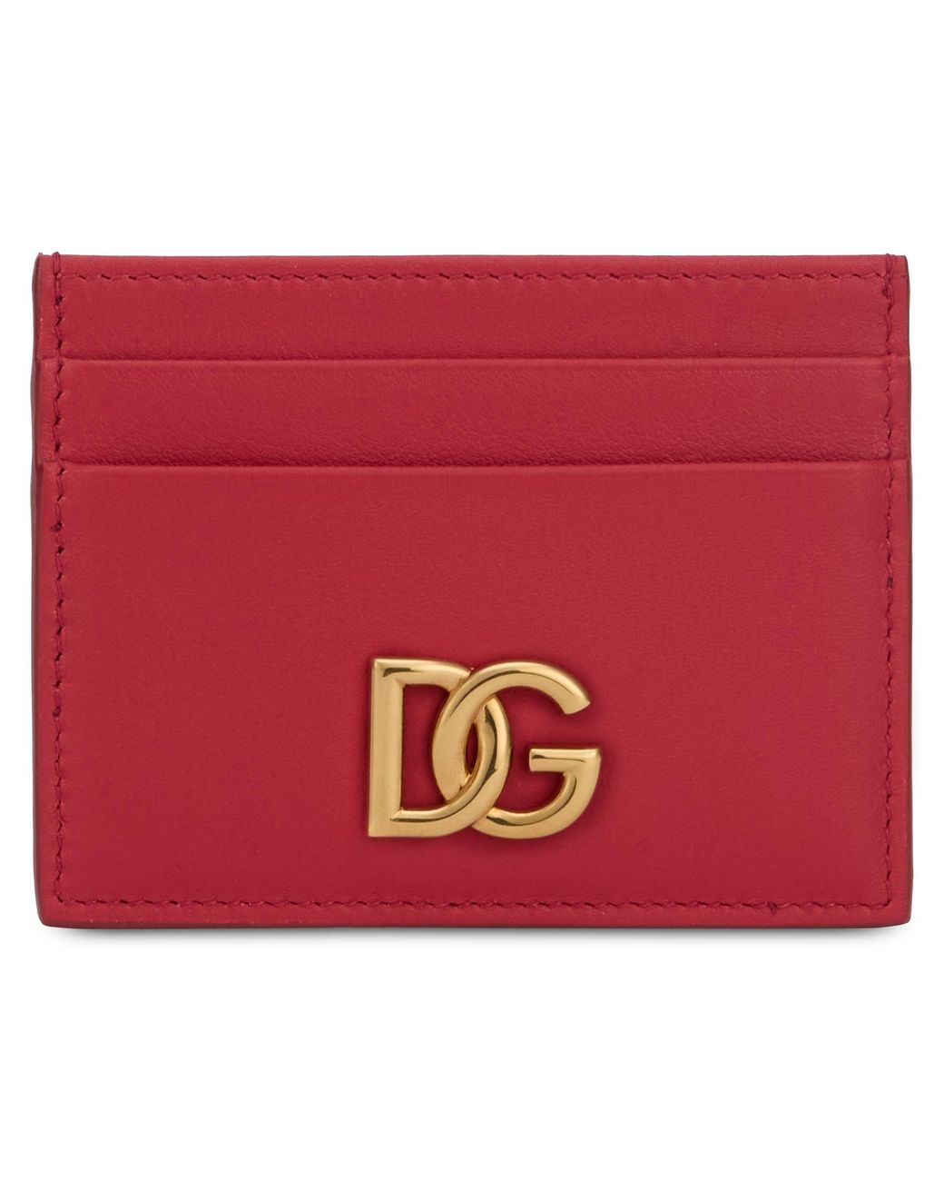 Dolce & Gabbana Red Card Holder Leather Calf Skin Wallets & Purses